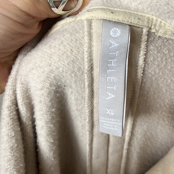 Athleta Long Length Zip Front Hoodie, Side Slits, Cream extra large - Picture 5 of 5